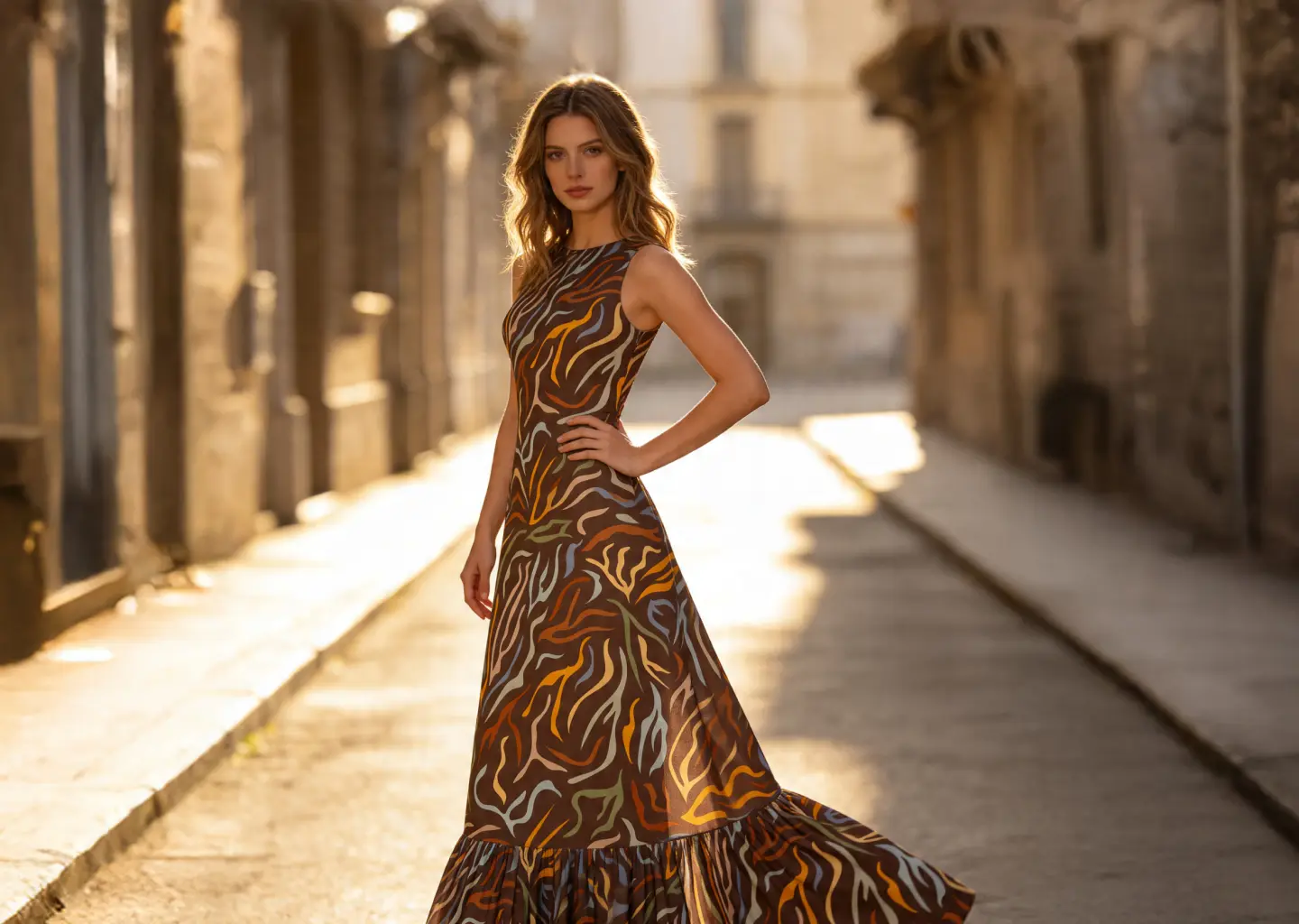 Statement Abstract Print Maxi Dress